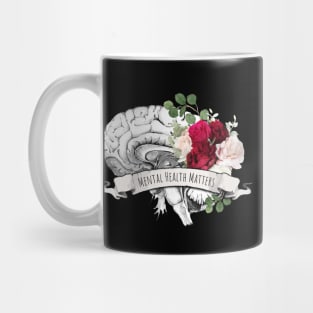 Floral human brain watercolor mental health matters Mug